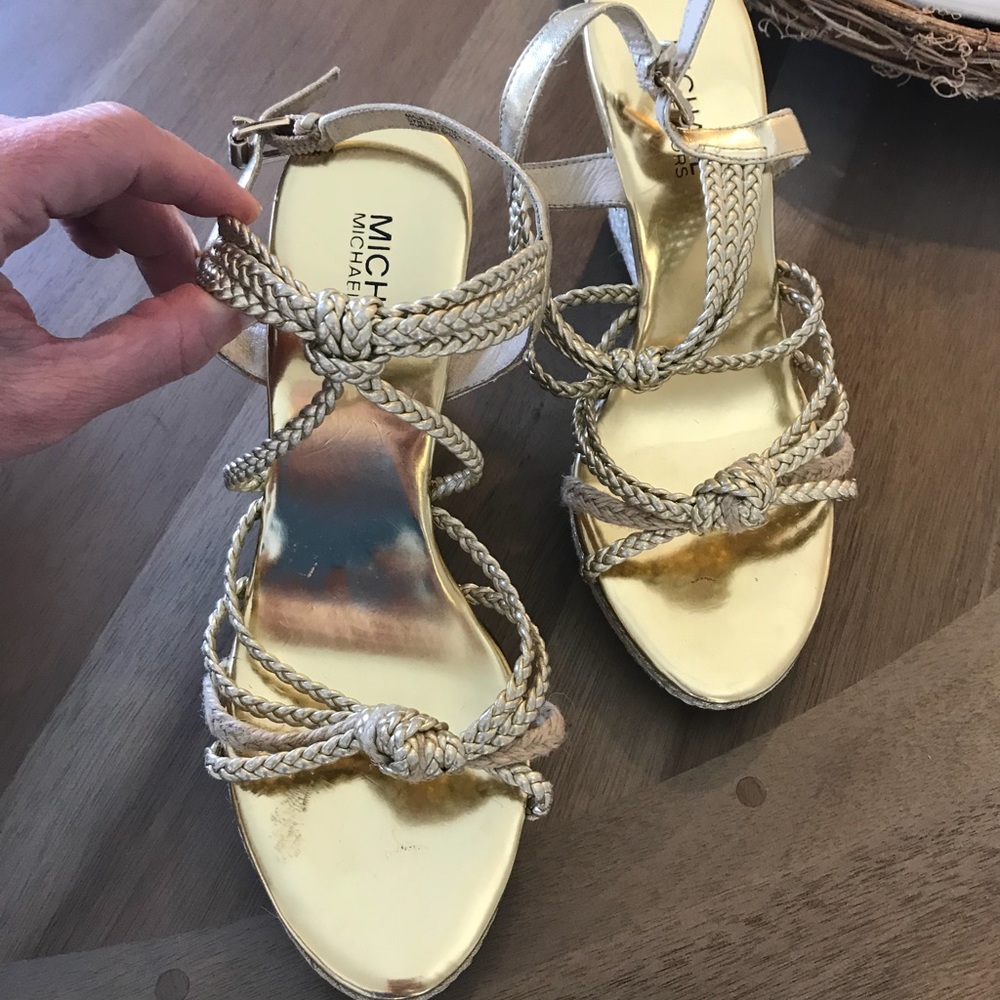 Michael kors gold wedge sandals